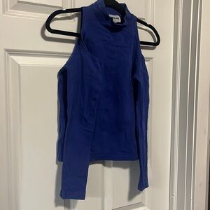 shoulderless longsleeve stretchy royal blue turtleneck
